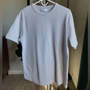 Saturdays NYC Double Feeder Striped Ash Heather Sweater T Shirt | L